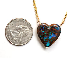 將圖片載入圖庫檢視器 SOLD TO M***14k Yowah Boulder Opal Heart Necklace
