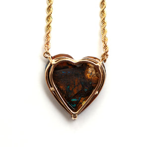 SOLD TO M***14k Yowah Boulder Opal Heart Necklace