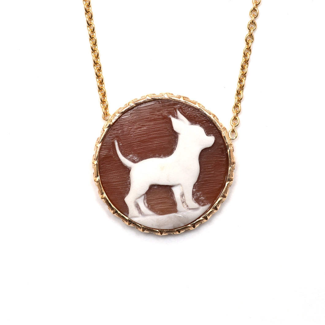 14k Chihuahua Cameo Necklace
