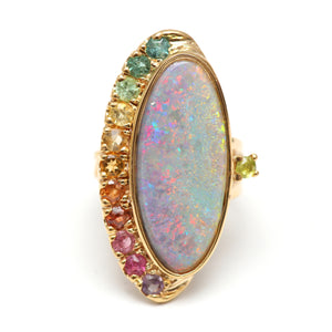 14k Lightning Ridge Rainbow Ring