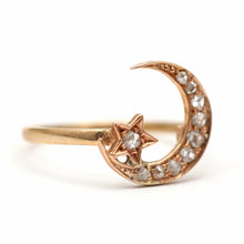 Load image into Gallery viewer, 10k Victorian Rose Cut Diamond Celestial Ring
