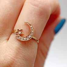 Load image into Gallery viewer, 10k Victorian Rose Cut Diamond Celestial Ring
