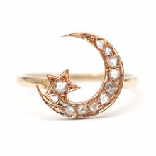 Load image into Gallery viewer, 10k Victorian Rose Cut Diamond Celestial Ring
