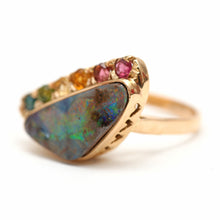 Laden Sie das Bild in den Galerie-Viewer, 14k Rainbow Boulder Opal Ring Mini
