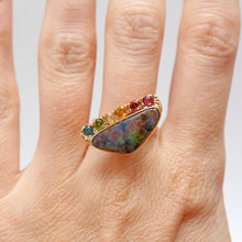 Load image into Gallery viewer, 14k Rainbow Boulder Opal Ring Mini

