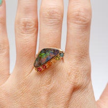 Load image into Gallery viewer, 14k Rainbow Boulder Opal Ring Mini
