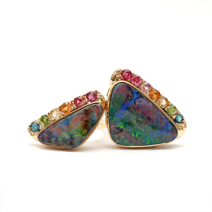 14k Rainbow Boulder Opal Ring Mini