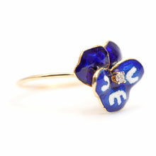 Load image into Gallery viewer, 14k Cobalt Blue Enamel Pansy Ring
