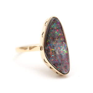 14k Boulder Opal Supernova Ring