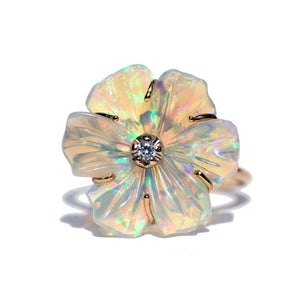 14k Crystal Opal Flower Rings