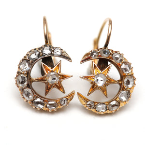 SOLD TO K***14k Rose Cut Diamond Celestial Earrings