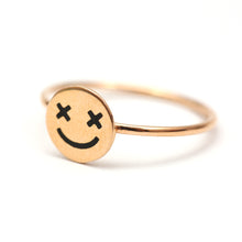 將圖片載入圖庫檢視器 Art Youth Society 18K Enamel Crazy Eye Smiley Ring
