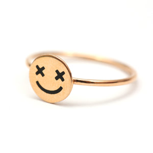 Art Youth Society 18K Enamel Crazy Eye Smiley Ring