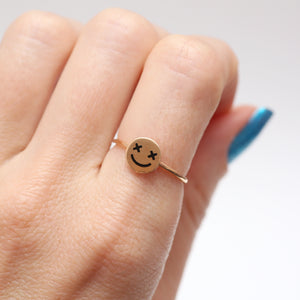 Art Youth Society 18K Enamel Crazy Eye Smiley Ring