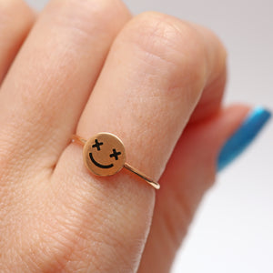 Art Youth Society 18K Enamel Crazy Eye Smiley Ring