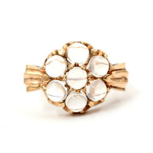 10k Rainbow Moonstone Cluster Ring