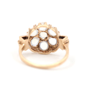10k Rainbow Moonstone Cluster Ring