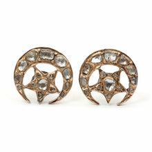 Load image into Gallery viewer, 12k Rose Cut Diamond Moon and Star Earrings
