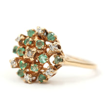 Load image into Gallery viewer, 10k Emerald Diamond Starburst Ring
