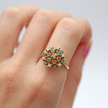 Load image into Gallery viewer, 10k Emerald Diamond Starburst Ring
