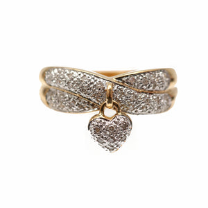 14k Diamond Heart Charm Ring