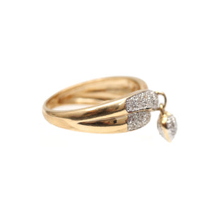 14k Diamond Heart Charm Ring