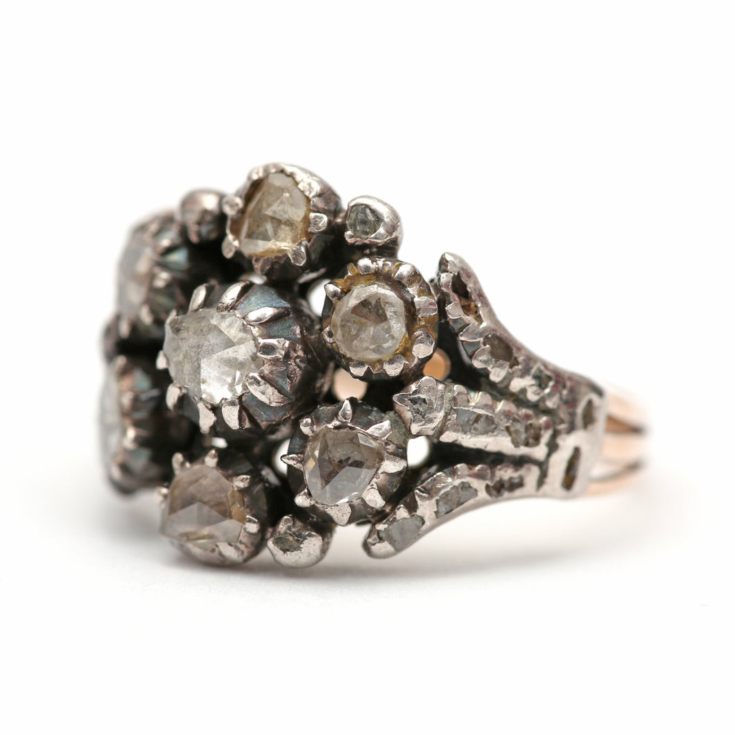 14k Antique Diamond Cluster Ring