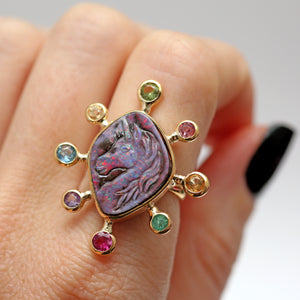 18k Opal Unicorn Ring