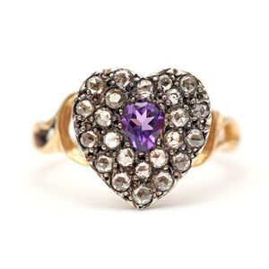 15k Rose Cut Diamond Heart Ring