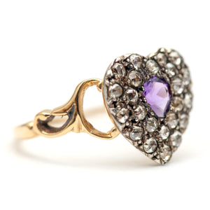 15k Rose Cut Diamond Heart Ring