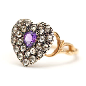 15k Rose Cut Diamond Heart Ring
