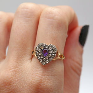 15k Rose Cut Diamond Heart Ring