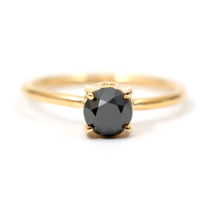 14k Black Diamond Solitaire Ring