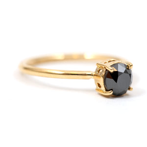 14k Black Diamond Solitaire Ring