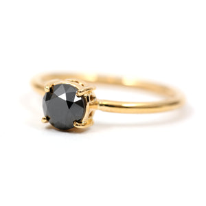14k Black Diamond Solitaire Ring