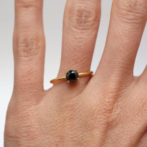 14k Black Diamond Solitaire Ring