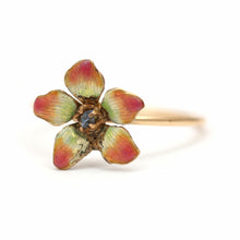 Laden Sie das Bild in den Galerie-Viewer, 14k Orange Enamel Flower Stick Pin Ring

