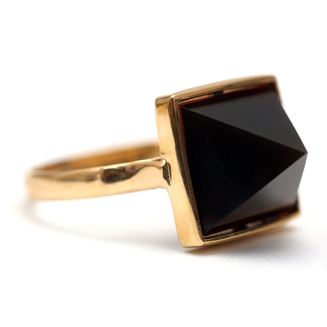 14k Onyx Pyramid Ring