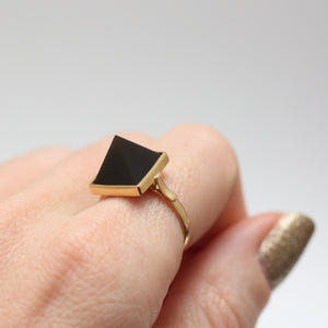 14k Onyx Pyramid Ring