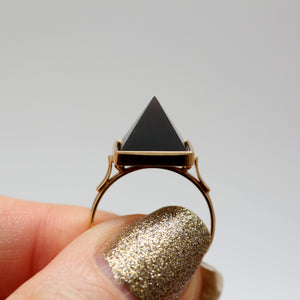 14k Onyx Pyramid Ring