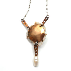Dreamy Antique Carved Opal Flower Necklace