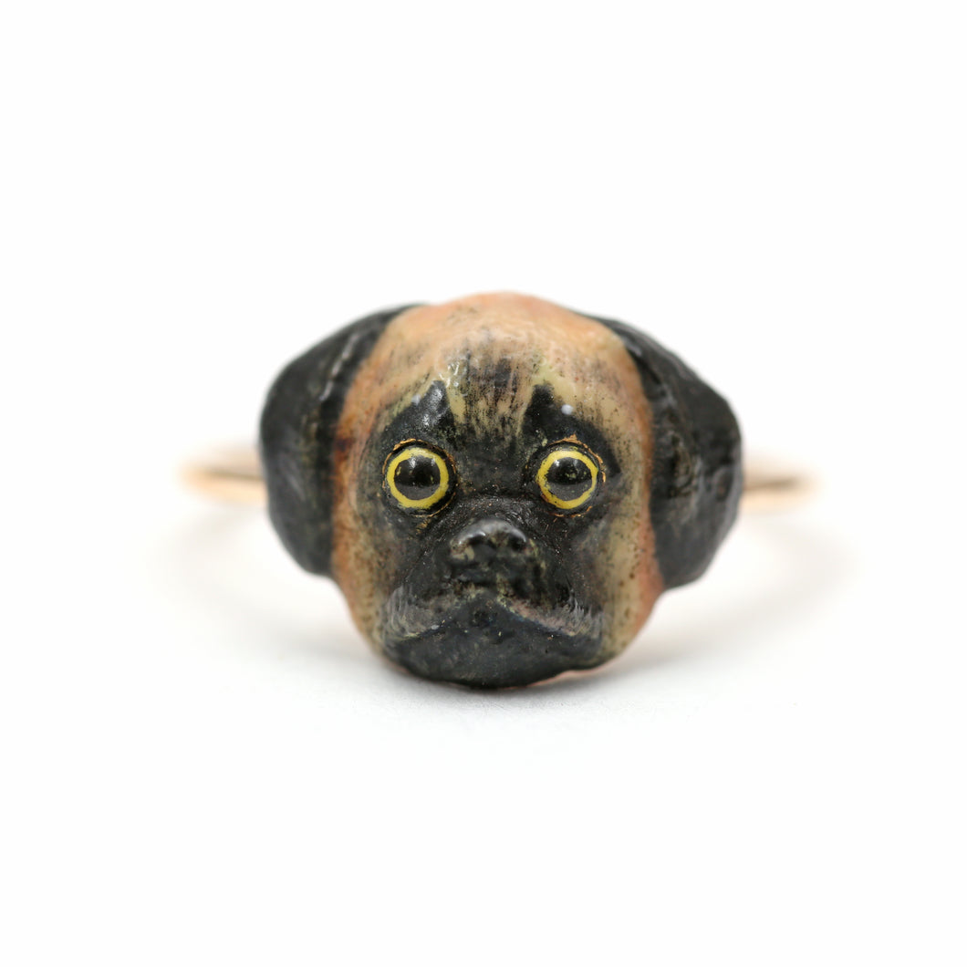 14k Antique Pug Ring