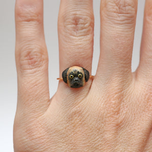 14k Antique Pug Ring