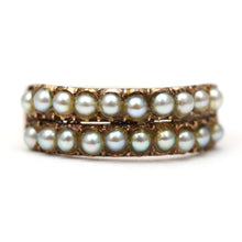 Load image into Gallery viewer, 9k Early Victorian Double Row Pearl Half Hoop
