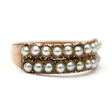 Load image into Gallery viewer, 9k Early Victorian Double Row Pearl Half Hoop
