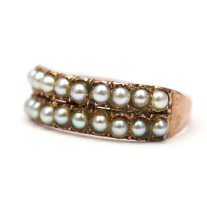 9k Early Victorian Double Row Pearl Half Hoop