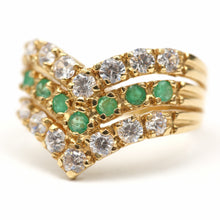 Load image into Gallery viewer, 18k Diamond Emerald Chevron Ring
