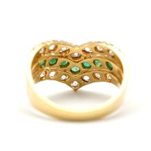 Load image into Gallery viewer, 18k Diamond Emerald Chevron Ring
