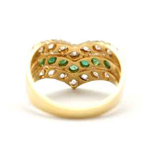 18k Diamond Emerald Chevron Ring