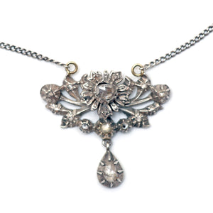 Rose Cut Diamond Floral Necklace